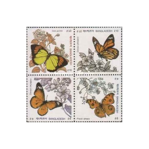 4 عدد تمبر پروانه ها - بنگلادش 1990 قیمت 8.5 دلار