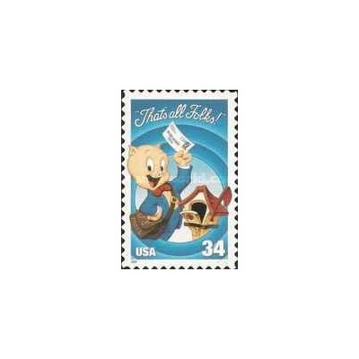 1 عدد تمبر پورکی خوکه - خود چسب - آمریکا 2001