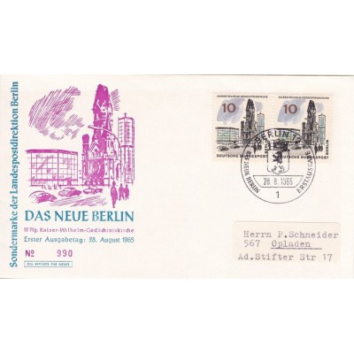 پاکت مهر روز تمبر برلین جدید - 10 -  برلین آلمان 1965