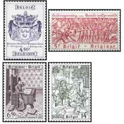 4 عدد  تمبر انگیزه های تاریخی - بلژیک 1977