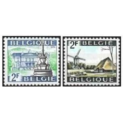 2 عدد  تمبر سری پستی گردشگری - بلژیک 1968
