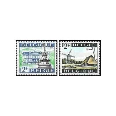 2 عدد  تمبر سری پستی گردشگری - بلژیک 1968