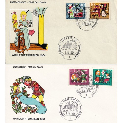 2 عدد پاکت مهر روز تمبرهای خیریه برلین آلمان 1964