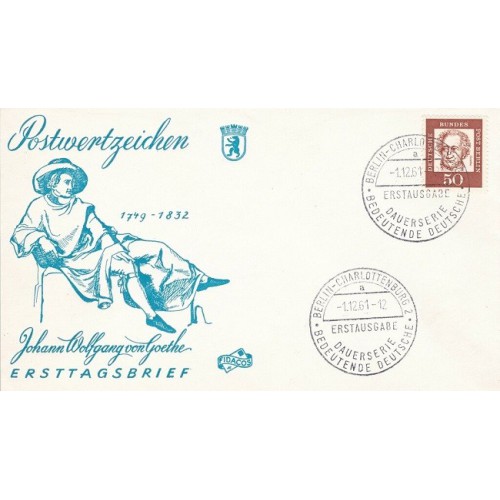 پاکت مهر روز آلمانی های معروف - برلین آلمان 1961