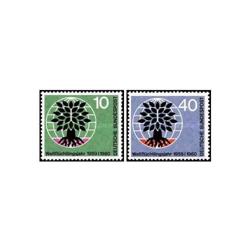 2 عدد تمبر سال جهانی پناهندگان - جمهوری فدرال آلمان 1960