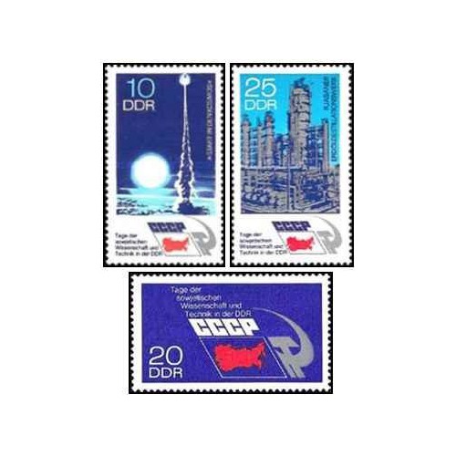 3 عدد  تمبر روزهای علم و فناوری شوروی - جمهوری دموکراتیک آلمان 1973