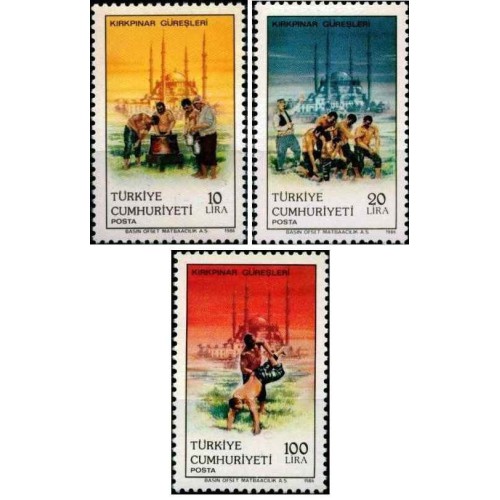 3 عدد تمبر کشتی کرکپینار - ترکیه 1986 3 عدد تمبر کشتی کرکپینار - ترکیه 1986