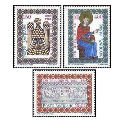 3 عدد تمبر نهصدمین سالگرد درگذشت پاپ گرگور هفتم - واتیکان 1985 قیمت 5.1 دلار