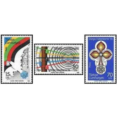 3 عدد تمبر سال جهانی ارتباطات - ترکیه 1983