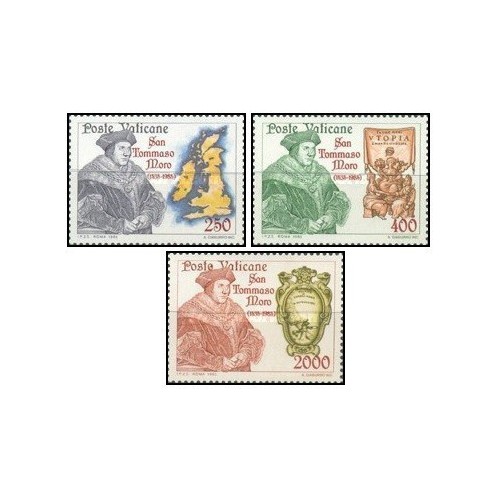 3 عدد تمبر ۴۵۰مین سالگرد مرگ توماس مور - واتیکان 1985 3 عدد تمبر ۴۵۰مین سالگرد مرگ توماس مور - واتیکان 1985
