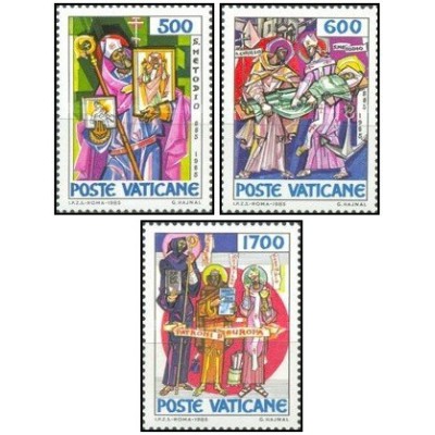 3 عدد تمبر هزار و یکصدمین سالگرد وفات متدیوس مقدس - واتیکان 1985