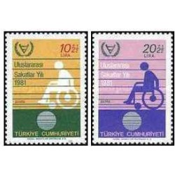 2 عدد  تمبر سال جهانی معلولین - ترکیه 1981