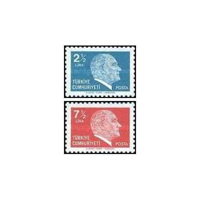 2 عدد  تمبر سری پستی آتاتورک - ترکیه 1980
