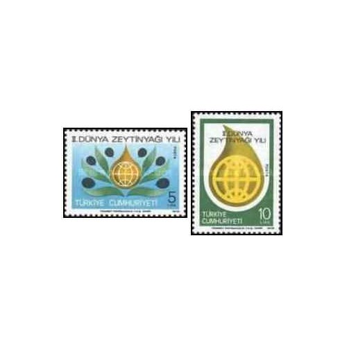 2 عدد  تمبر دومین سال جهانی روغن زیتون - ترکیه 1979