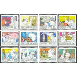 12 عدد تمبر سفر جهانی پاپ ژان پل دوم - واتیکان 1984 قیمت 14 دلار