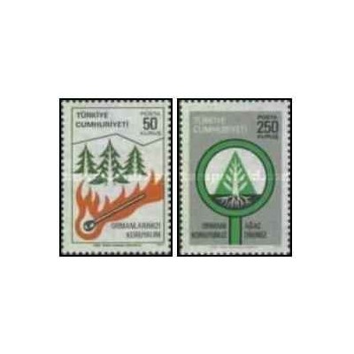 2 عدد  تمبر حفاظت از جنگل - ترکیه 1977