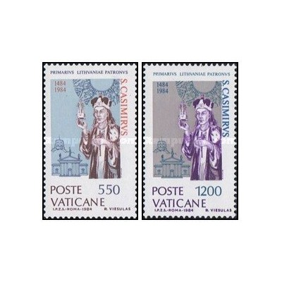  2 عدد تمبر پانصدمین سالگرد وفات قاسمیر مقدس - واتیکان 1984