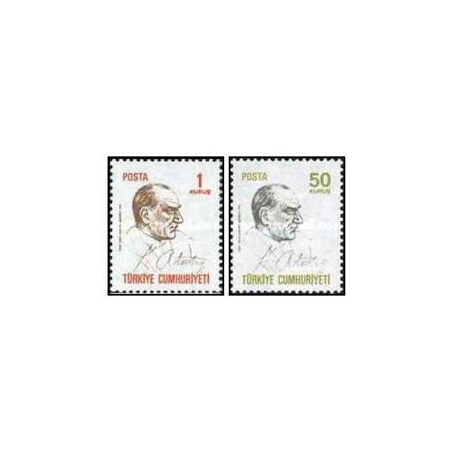 2 عدد  تمبر سری پستی - آتاتورک- ترکیه 1970