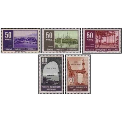 5 عدد  تمبر موضوع توریست - ترکیه 1964