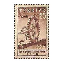1 عدد  تمبر پست هوایی - بیست و پنجمین نمایشگاه بین المللی ازمیر - ترکیه 1956