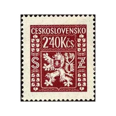 1 عدد  تمبر رسمی - نشان ملی - 2.4Kcs- چک اسلواک 1947  لک  نامحسوس در پشت