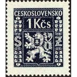 1 عدد  تمبر رسمی - نشان ملی - 1Kcs- چک اسلواک 1947 چند لک  نامحسوس در پشت