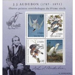 مینی شیت نقاشی های پرنده توسط Audubon - فرانسه 1995