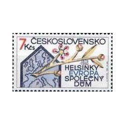 1 عدد  تمبر پانزدهمین سالگرد کنفرانس امنیت و همکاری اروپا، هلسینکی -  چک اسلواکی 1990