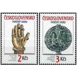 2 عدد  تمبر قلعه پراگ -  چک اسلواکی 1990