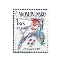 1 عدد  تمبر جام جهانی فوتبال - ایتالیا  -  چک اسلواکی 1990