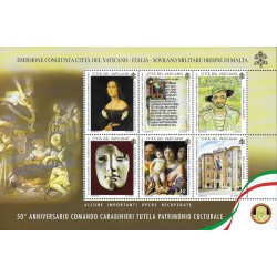 مینی شیت 50مین سالگرد کارابینری برای حفاظت از میراث فرهنگی - تمبر مشترک با ایتالیا - واتیکان 2019 ارزش روی شیت 5.4 یورو