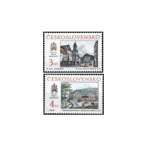 2 عدد  تمبر براتیسلاوای تاریخی -  چک اسلواکی 1988 