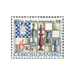 1 عدد  تمبر هشتادمین سالگرد تشکیل سازمان شطرنج چکسلواکی -  چک اسلواکی 1985