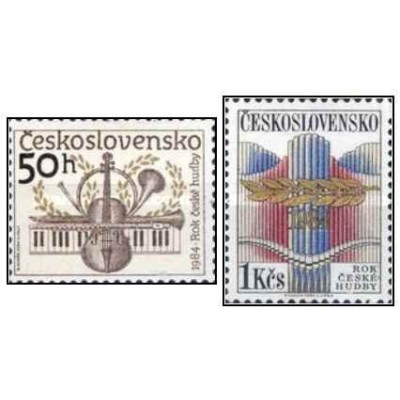 2 عدد تمبر سال موسیقی -  چک اسلواکی 1984