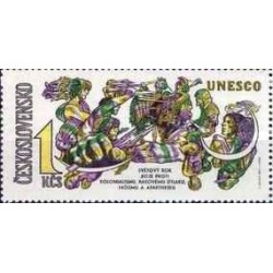 1 عدد  تمبر یونسکو - مبارزه با نژادپرستی -  چک اسلواکی 1971