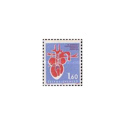 1 عدد  تمبر چهارمین کنگره قلب و عروق اروپا، پراگ - چک اسلواکی 1964