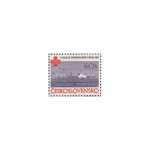 1 عدد  تمبر چهارمین کنگره صلیب سرخ چک، پراگ - چک اسلواکی 1964