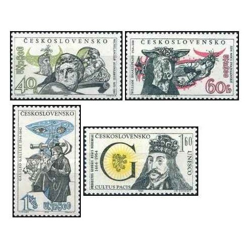 4 عدد  تمبر سالگردهای فرهنگی یونسکو - چک اسلواکی 1964