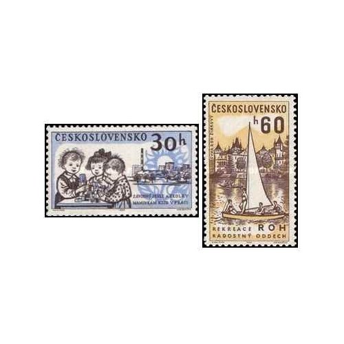 2 عدد  تمبر تسهیلات اجتماعی کارگران چک - چک اسلواکی 1962