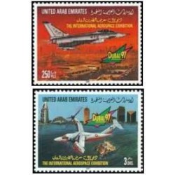 2 عدد تمبر پنجمین نمایشگاه بین المللی هوافضا، دبی - امارات متحده عربی 1997