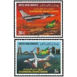 2 عدد تمبر پنجمین نمایشگاه بین المللی هوافضا، دبی - امارات متحده عربی 1997
