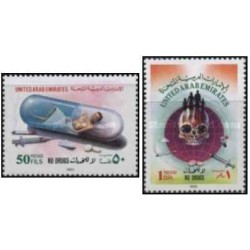 2 عدد تمبر کمپین مبارزه با مواد مخدر - امارات متحده عربی 1993
