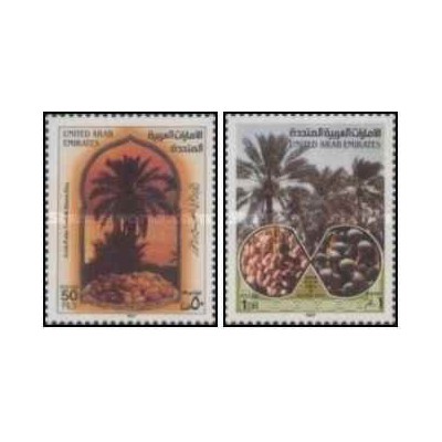 2 عدد تمبر روز درخت خرما و نخل عرب - امارات متحده عربی 1987