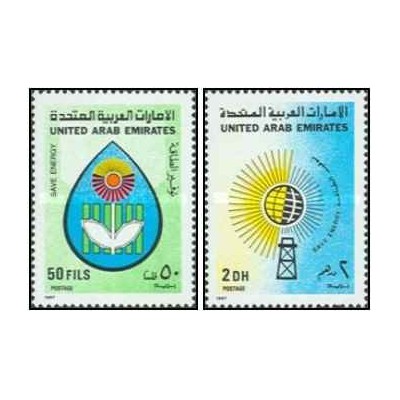 2 عدد تمبر  صرفه جویی در انرژی - امارات متحده عربی 1987 قیمت 7.3 دلار