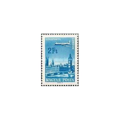 1 عدد  تمبر سری پستی - شهرها و هواپیماها -2Ft -  مجارستان 1966