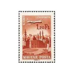 1 عدد  تمبر سری پستی - شهرها و هواپیماها -1.20Ft -  مجارستان 1966