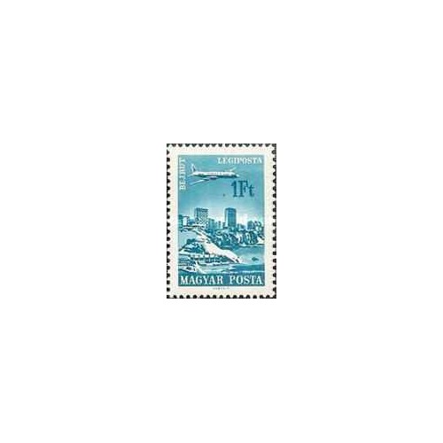 1 عدد  تمبر سری پستی - شهرها و هواپیماها -1Ft -  مجارستان 1966