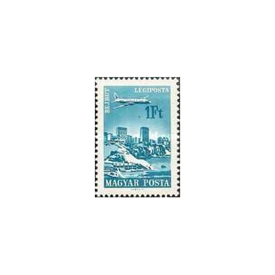 1 عدد  تمبر سری پستی - شهرها و هواپیماها -1Ft -  مجارستان 1966