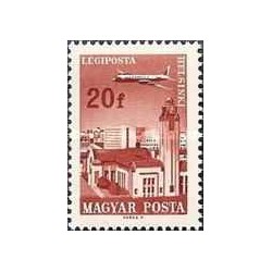 1 عدد  تمبر سری پستی - شهرها و هواپیماها -20f-  مجارستان 1966
