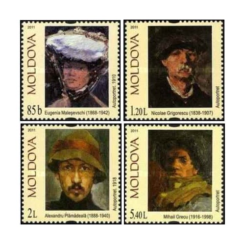 4 عدد تمبر نقاشان - پرتره خود - مولداوی 2011